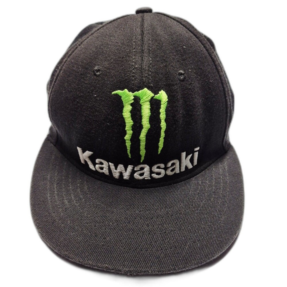 Monster Energy Kawasaki Racing Hat Cap Perfect Fit S/M Black Bridgestone Y2K MX